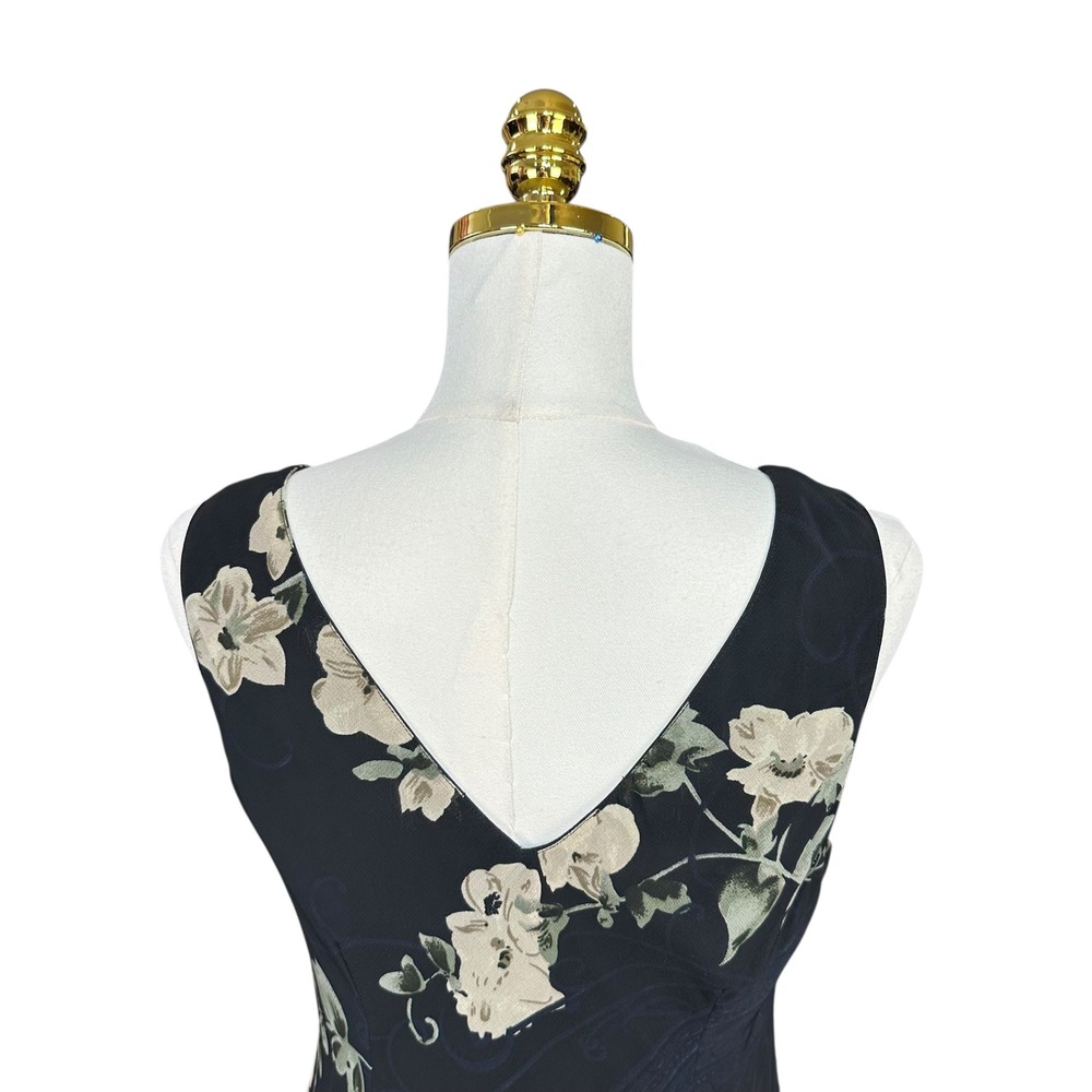 Y2K Fairycore Whimsigoth Floral Paisley V-Neck Sleeveless Midi Dress Blue SZ 12 - Picture 5 of 8